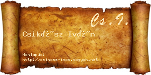 Csikász Iván névjegykártya